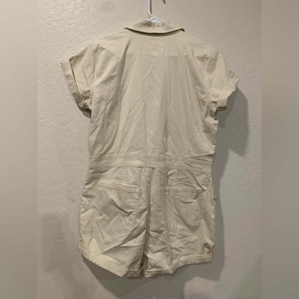 Women's Cream Short Sleeve Jumpsuit - Picture 5 of 5